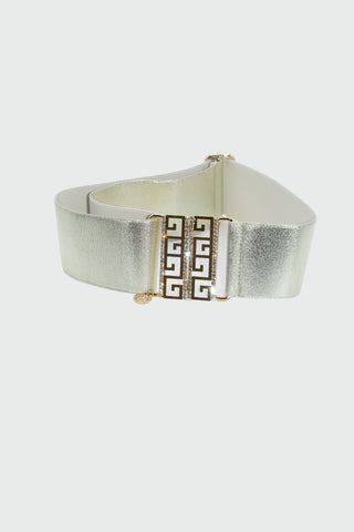 DONCIU belt with elastic plus laminated rhinestone buckle