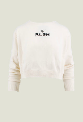 FRIDA short, long-sleeved shirt with jacquard logo and star brooch with rhinestones