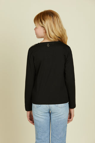 SILVESTRINA long sleeve t-shirt with patch application and hanging chains