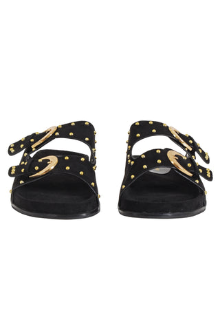 Sandali BOEM Bassi con Doppio Cinturino più Fibbie più Borchie Ecopelle