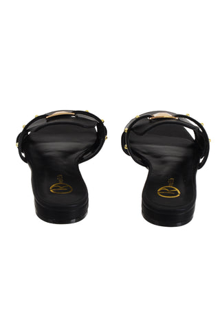 Sandali FLATTY Bassi con Punta Quadrata più Fibbia Logo Ecopelle