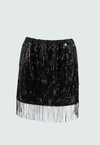 Gonna SUDAME corta frange paillettes