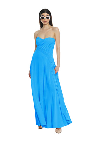 Long TIGRE dress with sweetheart neckline and more gathered cups