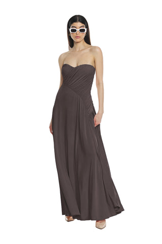 Long TIGRE dress with sweetheart neckline and more gathered cups