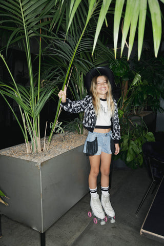 Short PIPERNA con passamaneria frange denim