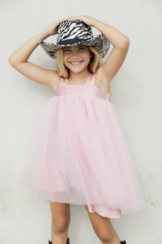 Abito VINE corto profili raso con balze tulle