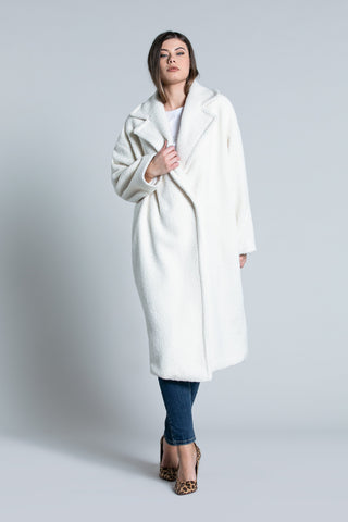 Cappotto TEDDYS lungo manica lunga over doppio petto orsetto