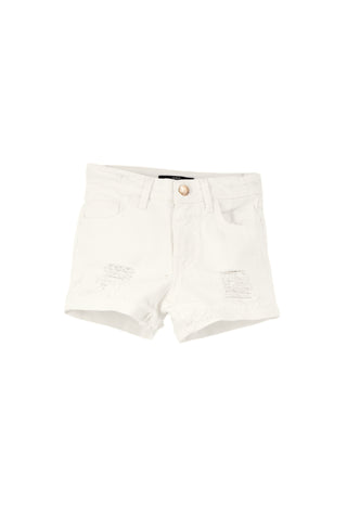 Short bambina BROKE 5 tasche con rotture più risvolto sfrangiato drill