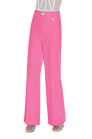 Panta CERVANTES vita alta palazzo con cintura fibbia strass