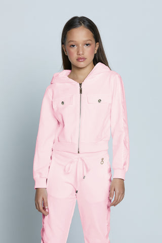 CLIVIA long-sleeved sweatshirt with relish logo bands plus buttoned flaps and hood