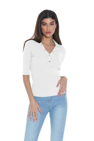 HADAR half-sleeved shirt with ribbed collar and buttons