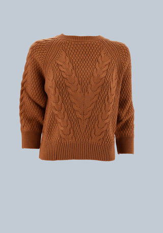 ILAD sweater with 7/8 raglan sleeves with crochet stitch and cables