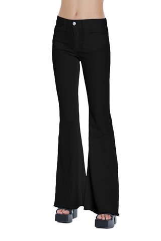 Pantalone LINJA vita alta zampa 5 tasche fondo sfrangiato drill