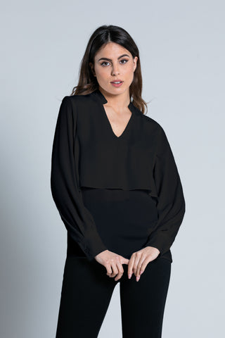 Blusa LADIO manica lunga scollo v con pannello