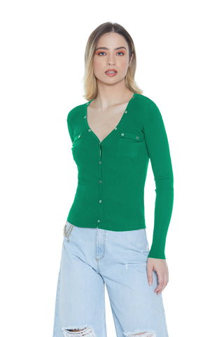 MARKAB long-sleeved cardigan with ribbed flaps and buttons
