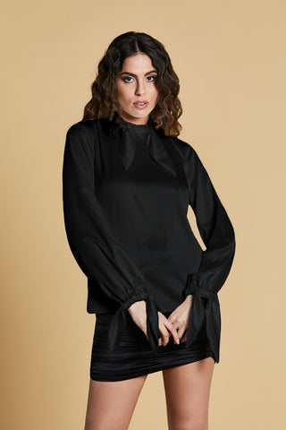 Blusa NESY manica lunga con arriccio più fusciacca goccia schiena più colletto con bottoni