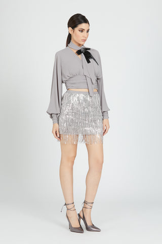 Gonna SUDAME corta frange paillettes