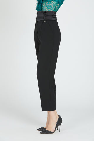 DISTEGH high-waisted trousers with darts plus ts plus satin basque plus buttons