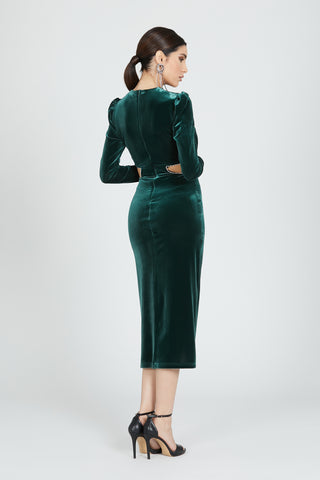 Abito  ADIGE lungo manica lunga ciniglia con ap.laterali fianco più passamaneria strass