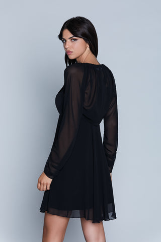 Short MOI shrug with long sleeves and drawstring collar