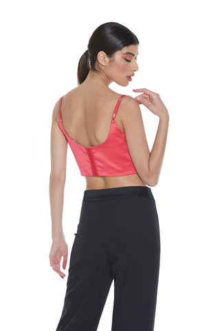 Crop-top ALULA stecche con bretelle più cuori raso
