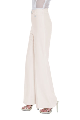 Panta CERVANTES vita alta palazzo con cintura fibbia strass