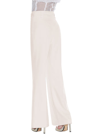 Panta CERVANTES vita alta palazzo con cintura fibbia strass