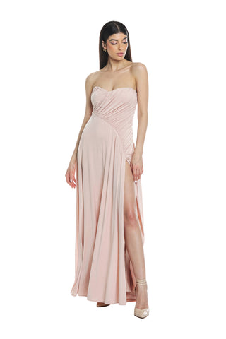 Long TIGRE dress with sweetheart neckline and more gathered cups