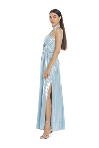 RUBINO dress, long band with front opening, plus bow and lurex-coated curls