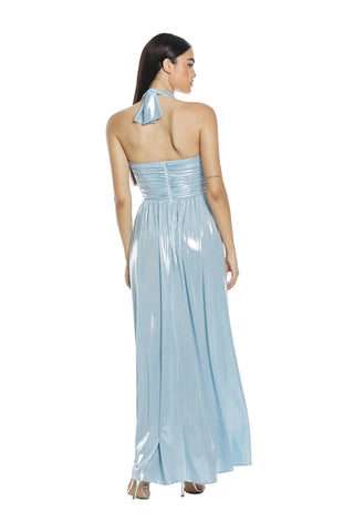 RUBINO dress, long band with front opening, plus bow and lurex-coated curls