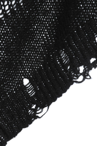 POSTYNA long sleeve cardigan with mesh stitch and broken hem