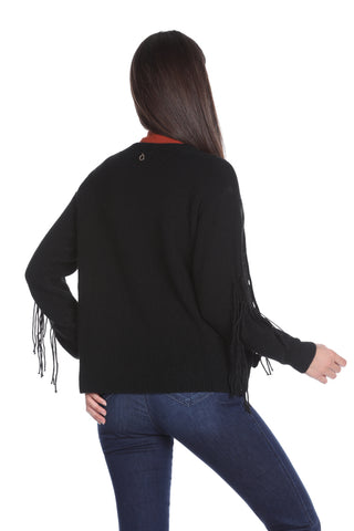 POLYN short, long-sleeved cardigan with fringes