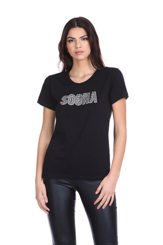 T-Shirt SOGNA mezza manica con stampa più applicazione strass