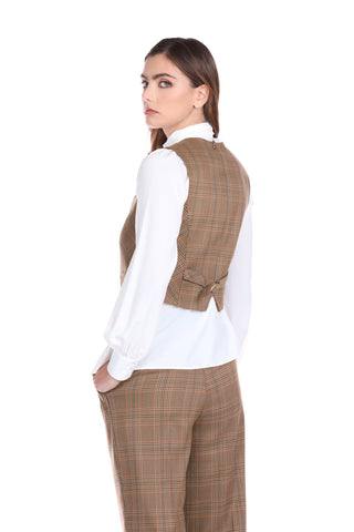Gilet GILSA scollo tondo con martingala più tasche filetto check