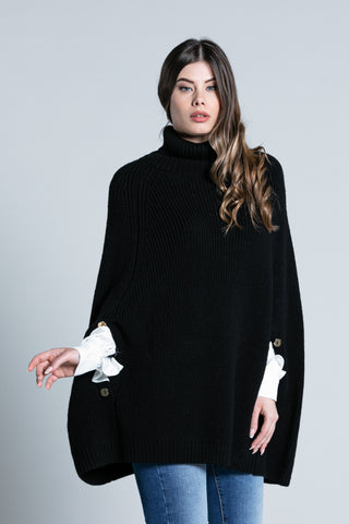 ATENN long sleeve high collar cape with buttons