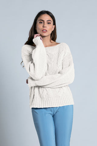 SOOUL long sleeve balloon boat neckline shirt. braiding