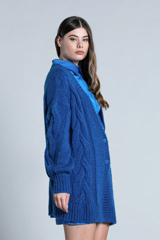 TOSHO long sleeve balloon cardigan with buttons and braids