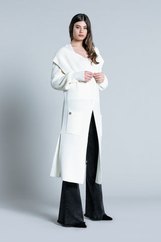 SCOSA long half-sleeve flap cardigan with pockets and bottom vents