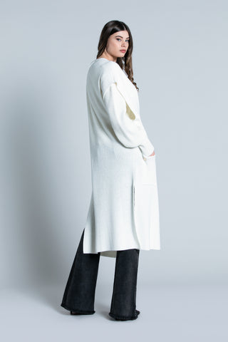 SCOSA long half-sleeve flap cardigan with pockets and bottom vents