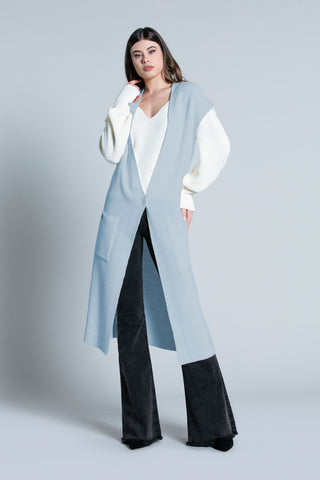 SCOSA long half-sleeve flap cardigan with pockets and bottom vents