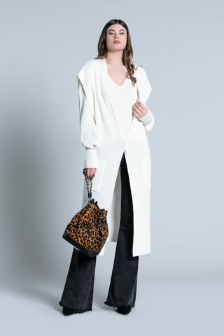 SCOSA long half-sleeve flap cardigan with pockets and bottom vents