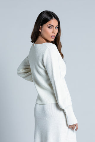 Maglia BUCO manica lunga palloncino scollo v