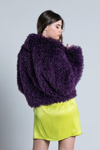 Pelliccia TETT eco corta manica lunga collo Giacca