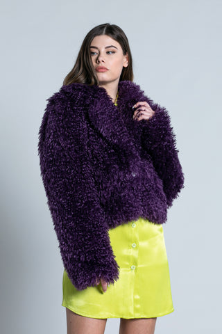 Pelliccia TETT eco corta manica lunga collo Giacca