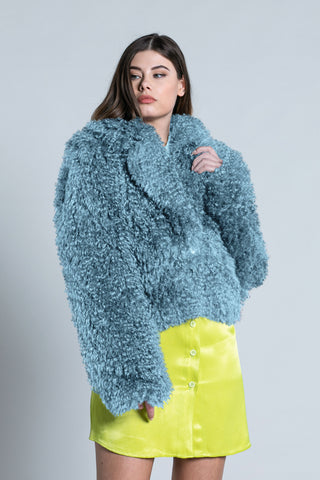 Pelliccia TETT eco corta manica lunga collo Giacca