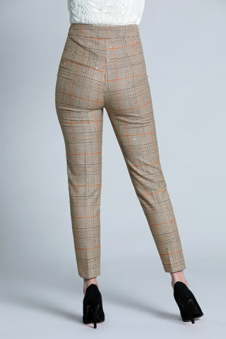 PANERTY high-waisted tight pie de poule trousers with sequins