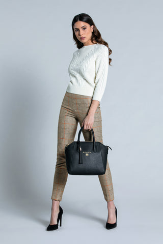 PANERTY high-waisted tight pie de poule trousers with sequins