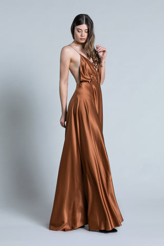 Abito CLASSIX_A lungo Top con stringhe più anelli più bretelle catena raso