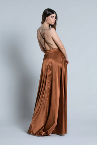 Abito CLASSIX_A lungo Top con stringhe più anelli più bretelle catena raso