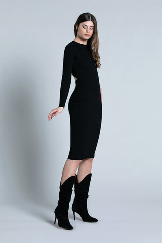 Abito KAINEEU  midi maniche a 7/8 raglan con apert. più incrocio schiena costina